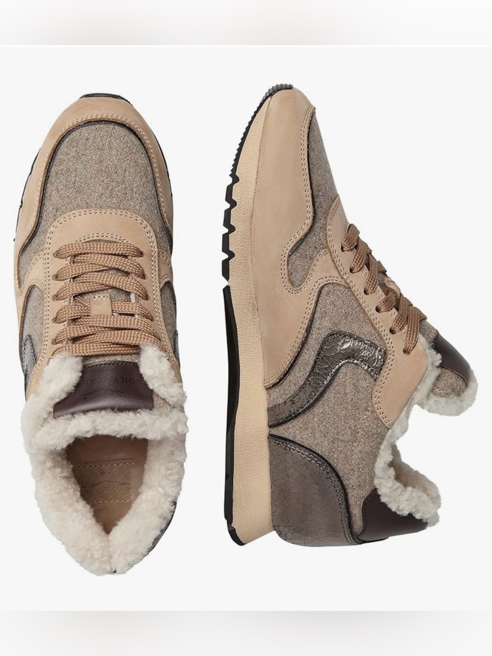 VOILE BLANCHE Women's Julia Shearling Trainers - Brown Combined - 38